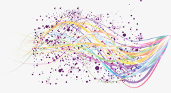 彩色小圆点紫色小圆点点缀的彩色线高清图片