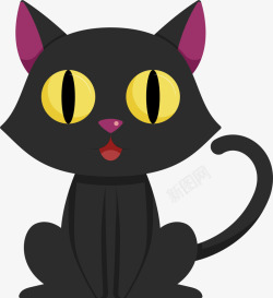 万圣节可爱的黑猫矢量图素材