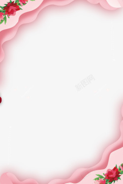 感恩边框母亲节粉红鲜花分层边框高清图片