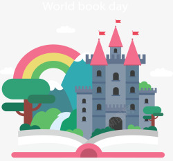 粉色书本中的城堡矢量图素材