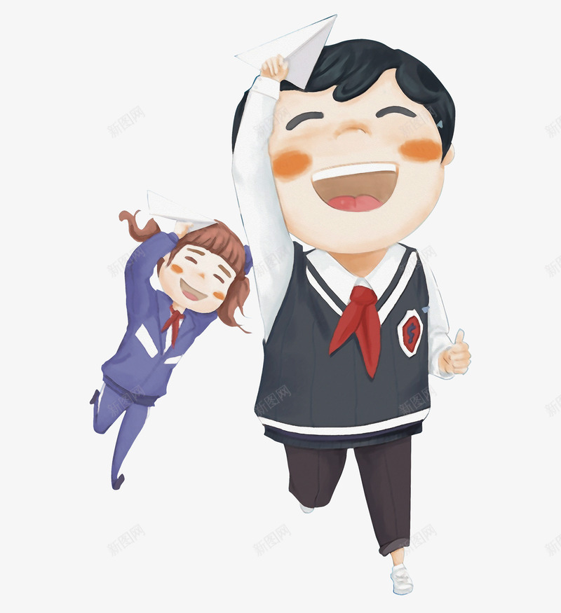 快乐奔跑的孩子png免抠素材_新图网 https://ixintu.com 做游戏 儿童 卡通 卡通儿童 卡通女孩 卡通男孩 奔跑 小人奔跑 小朋友 手拿飞机 欢欣 游戏 童年 纸飞机 金色童年