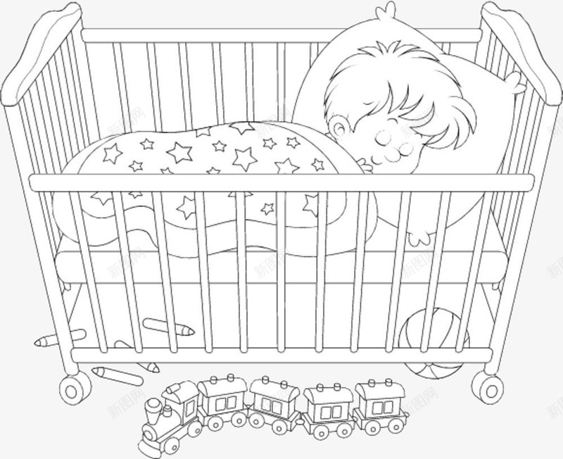 黑白单线婴儿床睡着的宝宝png免抠素材_新图网 https://ixintu.com 呼呼睡着的宝宝 婴儿床俯视图 婴儿床睡着的宝宝 宝宝 宝宝睡着了 睡宝宝 睡着的孩子 睡觉的宝宝 黑白单线