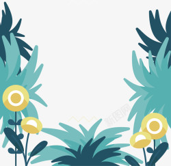 可爱椰树卡通夏日可爱花草边框标签素矢量图高清图片