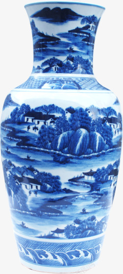 中国风青花瓷瓶子毛笔字素材