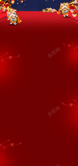 红色舞狮新年喜庆背景高清图片