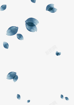 蓝色清新花瓣漂浮素材