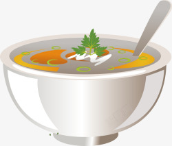 蔬菜海鲜汤手绘一盆海鲜汤美食矢量图高清图片