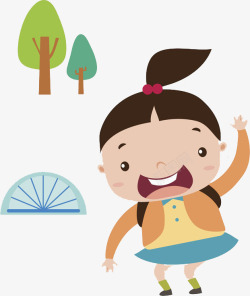 开心的小女孩素材