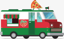 红绿披萨餐车矢量图素材