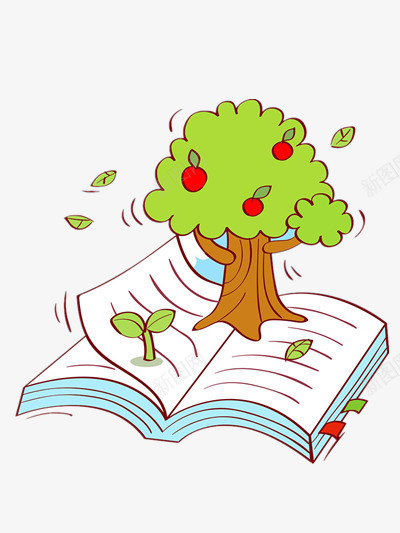 长在书上的苹果树png免抠素材_新图网 https://ixintu.com PPT元素 书本 卡通 彩色