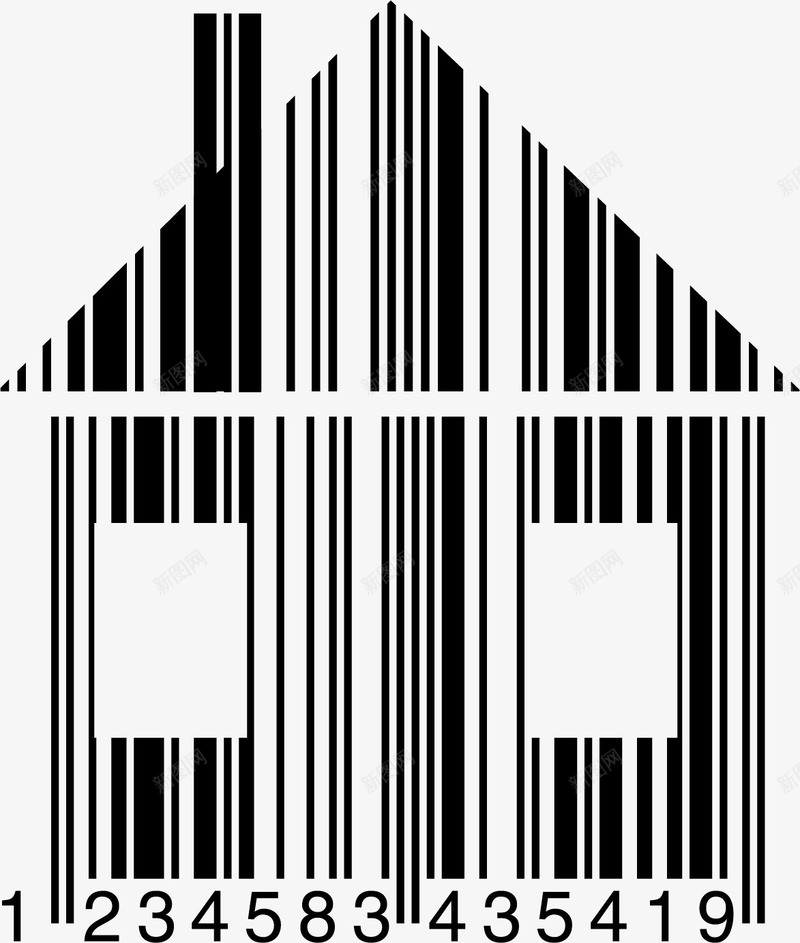 创意条形码png免抠素材_新图网 https://ixintu.com 创意 房屋 抽象 条形码 标签