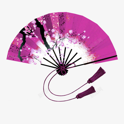 紫色中国风扇子装饰图案png免抠素材_新图网 https://ixintu.com 中国风 免抠PNG 扇子 紫色 装饰图案