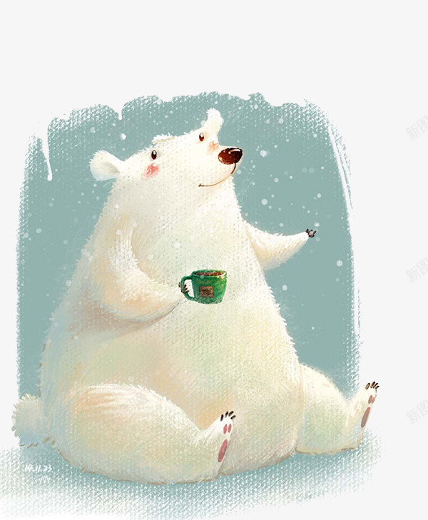 手绘北极熊png免抠素材_新图网 https://ixintu.com 下雪 动物 北极熊 卡通 坐着的北极熊 手绘 白熊 白色毛皮