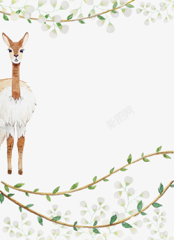鹿的插画森林童话背景高清图片