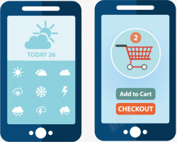 手机购物天气预报模板矢量图素材