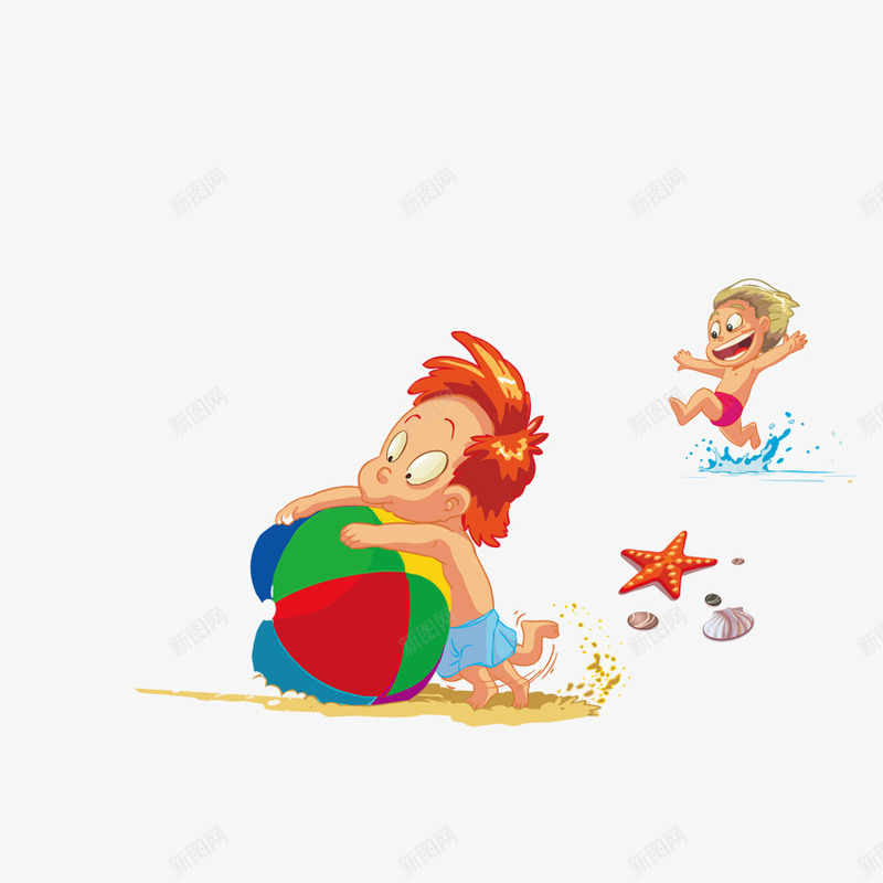 卡通小孩沙滩游戏png免抠素材_新图网 https://ixintu.com 卡通小孩 手绘 沙滩 设计素材