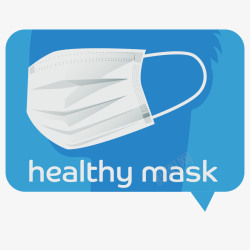 健康防护蓝色对话框戴口罩手绘矢量图高清图片