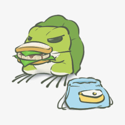 吃饭团的青蛙吃三明治的可爱青蛙高清图片