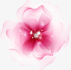 粉色梦幻手绘花朵珠光宝气素材
