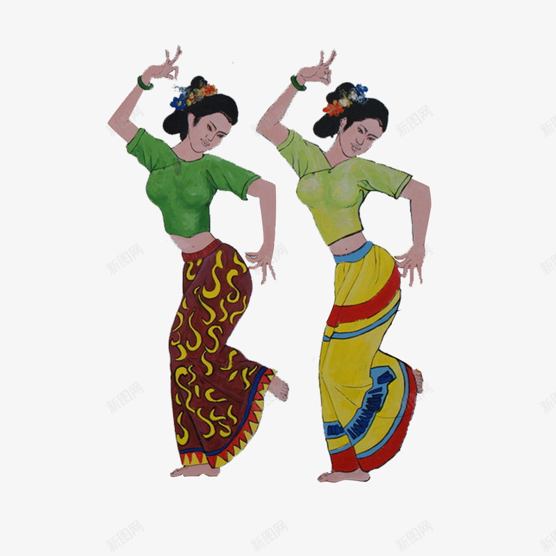 手绘跳舞的傣族姑娘png免抠素材_新图网 https://ixintu.com 傣族 傣族姑娘 动作 姑娘 姿势 少数民族 手绘 特色服饰 舞蹈