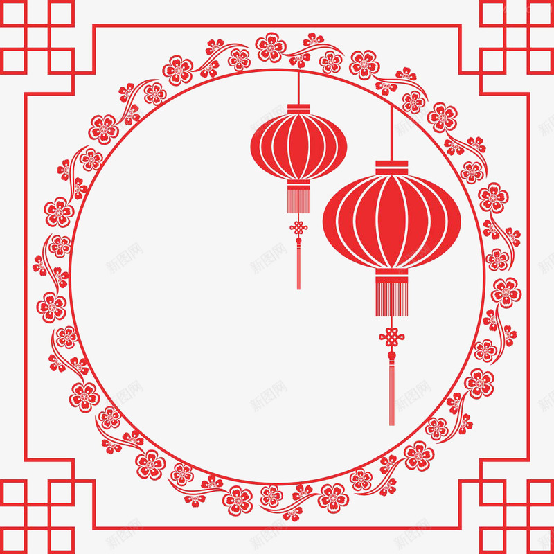 中秋喜庆边框png免抠素材_新图网 https://ixintu.com 中秋灯笼 传统 喜庆 大红 灯笼