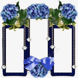 蓝色花装饰相框素材
