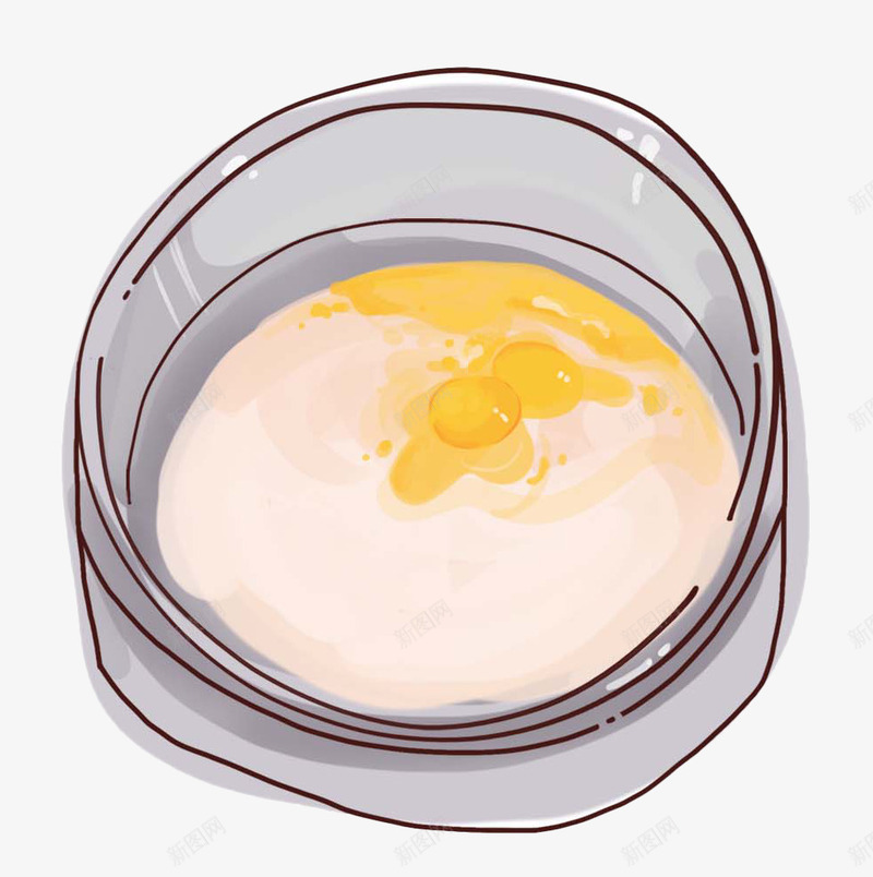 手绘盛有鸡蛋的圆碗png免抠素材_新图网 https://ixintu.com 厨房用具 手绘美食 碗 美食制作 鸡蛋