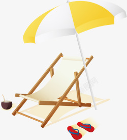沙滩假日卡通晒太阳度假装饰高清图片
