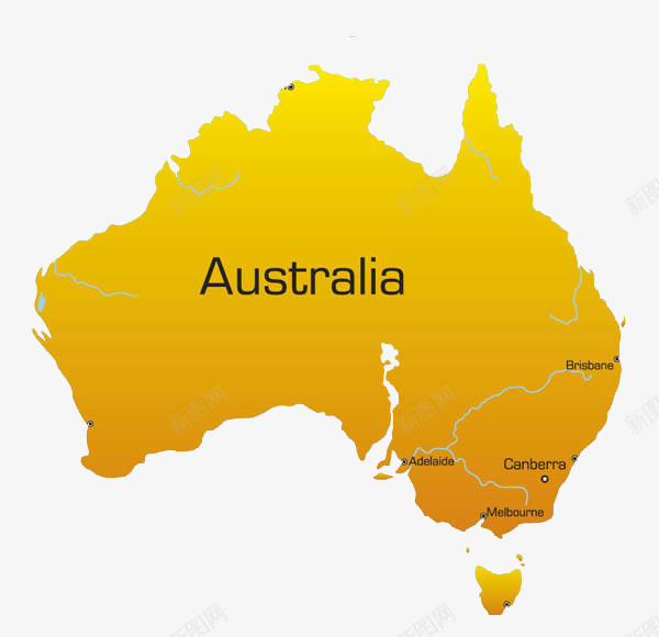 橘黄色澳洲地图png免抠素材_新图网 https://ixintu.com 橘黄色 澳大利亚 澳洲地图