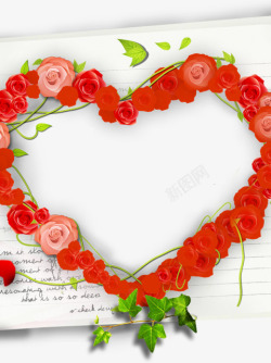 心形红玫瑰相框素材
