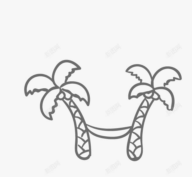 卡通椰子树png免抠素材_新图网 https://ixintu.com 卡通 卡通椰子树 椰子树 椰树 沙滩 黑色