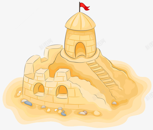 沙滩上的沙城堡png免抠素材_新图网 https://ixintu.com 城堡 沙 沙滩