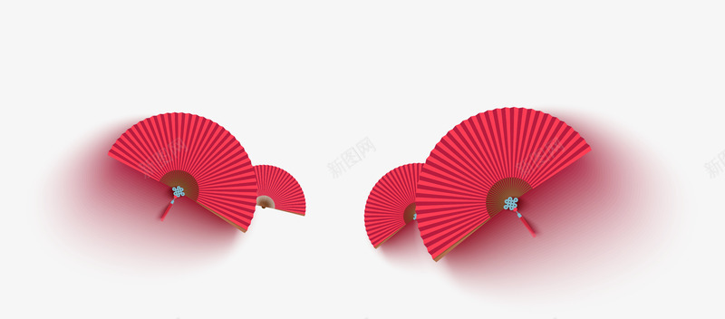 红色扇子png免抠素材_新图网 https://ixintu.com banner背景 中国风 卡通樱花红色扇子 折扇 红色