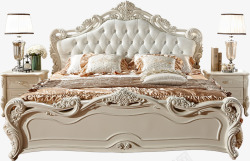 欧式软包凳子欧式家具软包大床双人床高清图片
