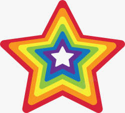 彩虹色条纹五角星矢量图素材
