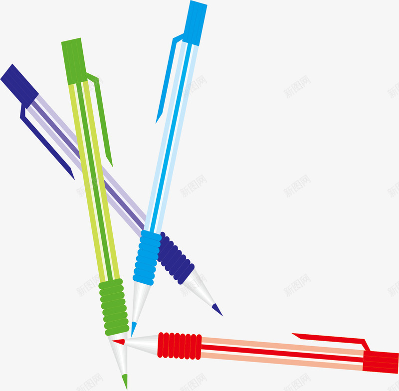 彩色的圆珠笔片png免抠素材_新图网 https://ixintu.com 五彩 写字笔 学习用品 漂亮的 绘画