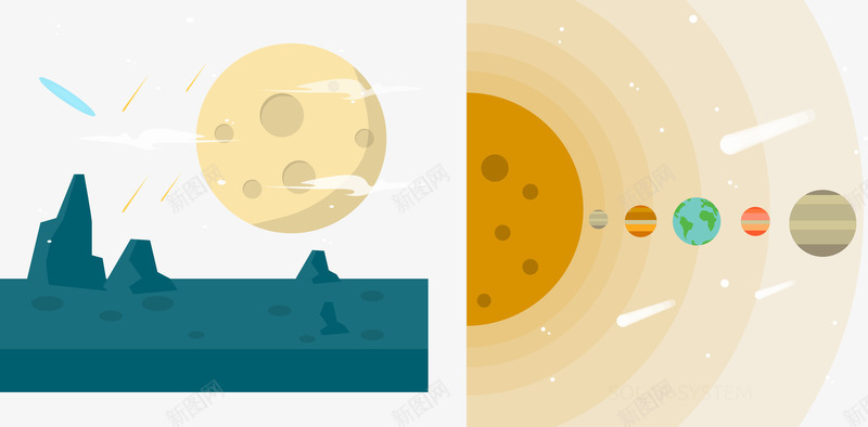 手绘月球矢量图ai免抠素材_新图网 https://ixintu.com 扁平 手绘 星球 星系 月球 矢量图