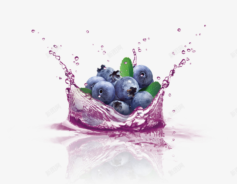 蓝莓水果psd免抠素材_新图网 https://ixintu.com PSD分层素材 果汁免费PNG素材 果汁特效 蓝莓 飞溅
