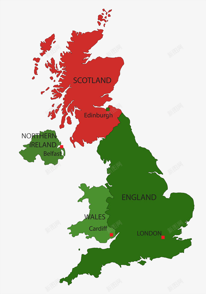 红绿色地图png免抠素材_新图网 https://ixintu.com 分布 地图 红绿色 英国