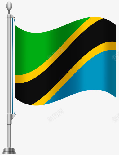 坦桑尼亚国旗png免抠素材_新图网 https://ixintu.com 国旗 坦桑 尼亚 旗帜 红黄黑蓝