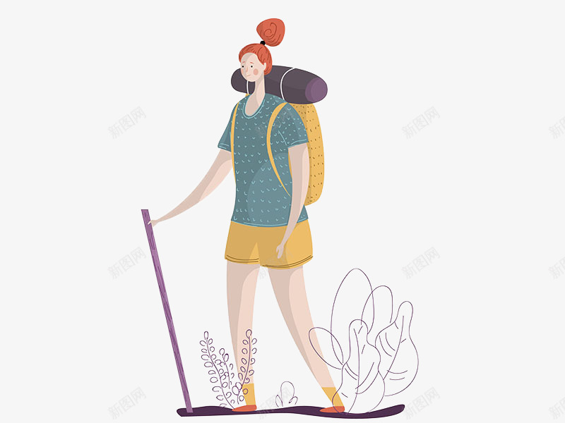 徒步旅行的女孩png免抠素材_新图网 https://ixintu.com png图形 png装饰 卡通 女孩 手绘 背包 装饰