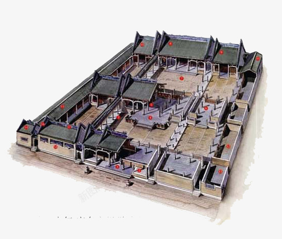 中国建筑png免抠素材_新图网 https://ixintu.com 古建筑 古楼 房屋 木架结构 瓦块