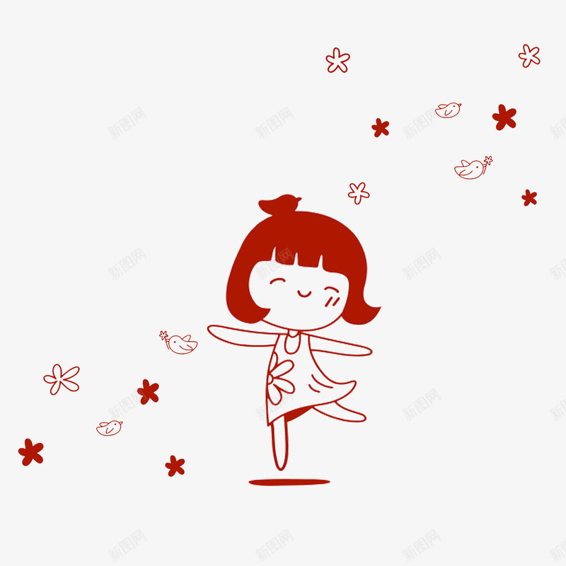 儿童专辑psd免抠素材_新图网 https://ixintu.com 儿童节 卡通 小孩 小鸟 粉红色 花朵