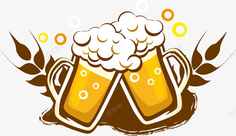 啤酒标识logo图标png_新图网 https://ixintu.com 卡通手绘 啤酒 啤酒杯 啤酒碰杯 喝酒 干杯 庆祝 标识设计 满杯 碰杯 祝贺 祝酒 酒吧 麦穗