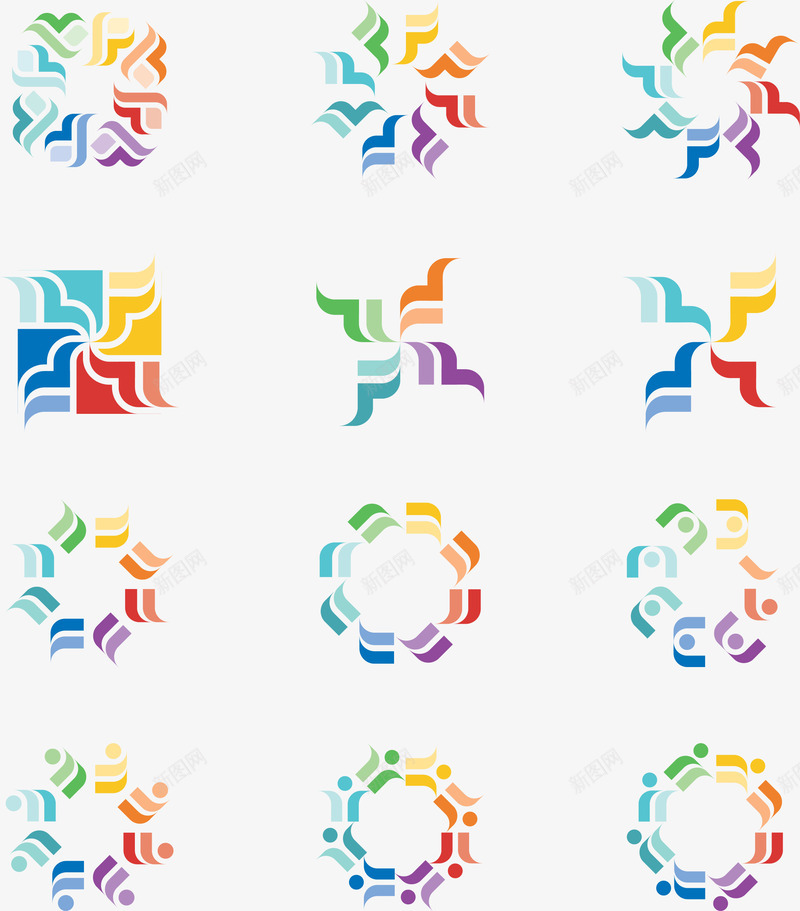 一组公司logo企业图标矢量图ai_新图网 https://ixintu.com logo 企业 企业图标 公司logo 创意企业logo 时尚立体图标 矢量图