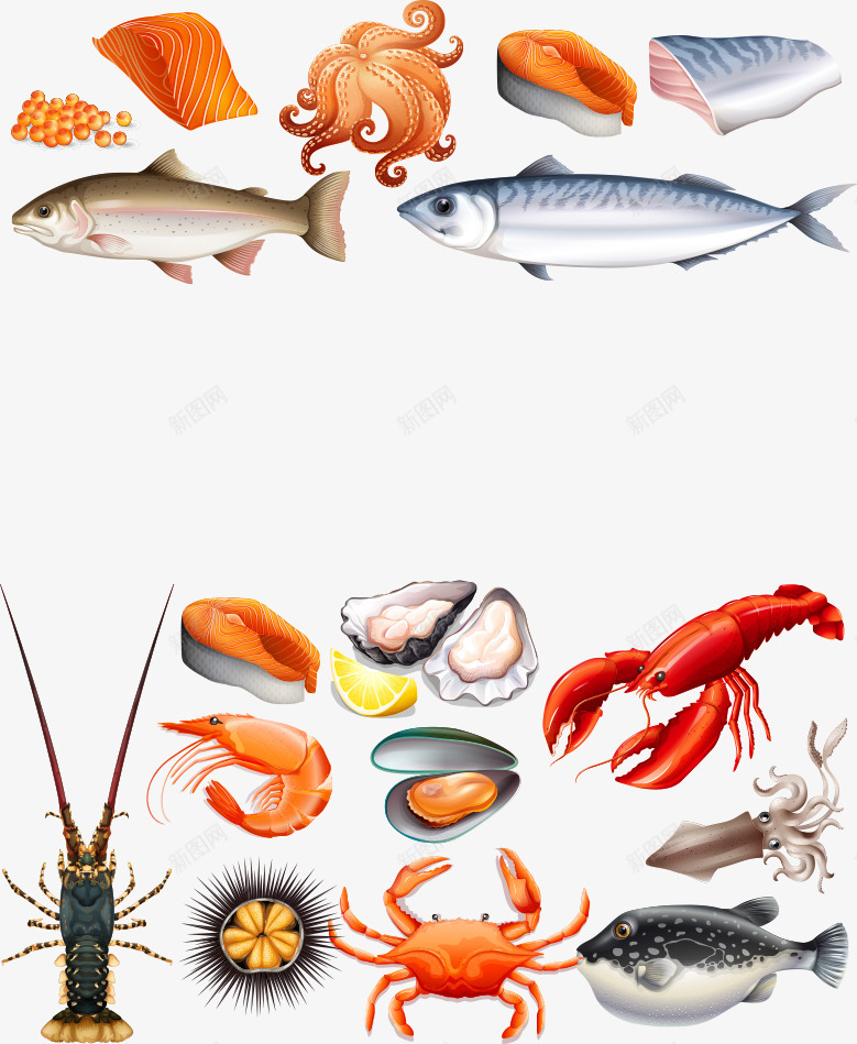 卡通手绘合成海鲜食物png免抠素材_新图网 https://ixintu.com 卡通 合成 海鲜 食物