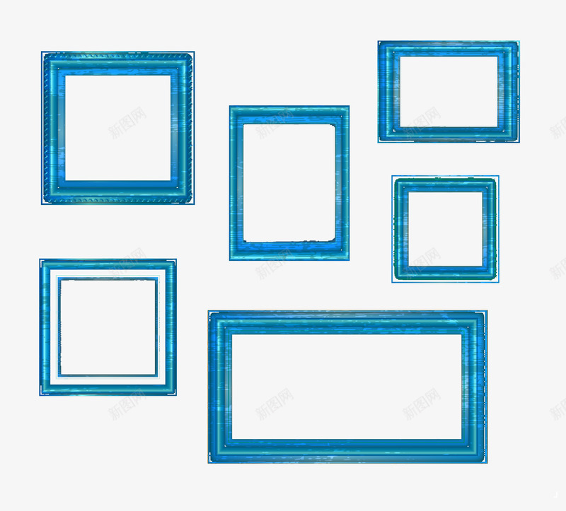 蓝色相框图标png_新图网 https://ixintu.com 方形相框 相框 蓝色