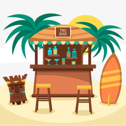 沙滩酒吧创意夏威夷沙滩酒吧矢量图高清图片