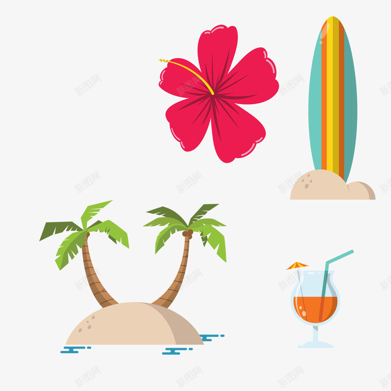 夏威夷沙滩旅游渡假小图标png_新图网 https://ixintu.com 假期 图标 夏威夷 旅游 沙滩 渡假