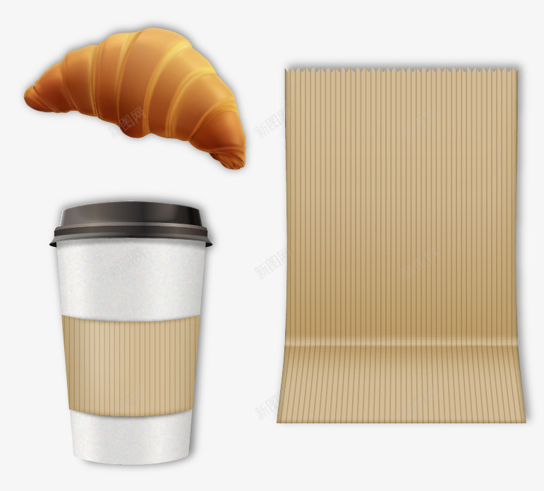外卖咖啡和牛角面包png免抠素材_新图网 https://ixintu.com 下午茶 咖啡 外卖咖啡 牛角面包 面包